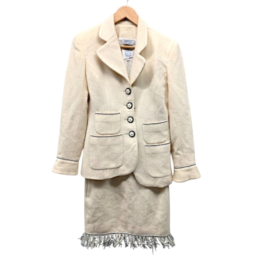 Gemma Kahng Women's 6 Wool Suit Set Cream Blazer Skirt Bergdorf Goodman Vintage